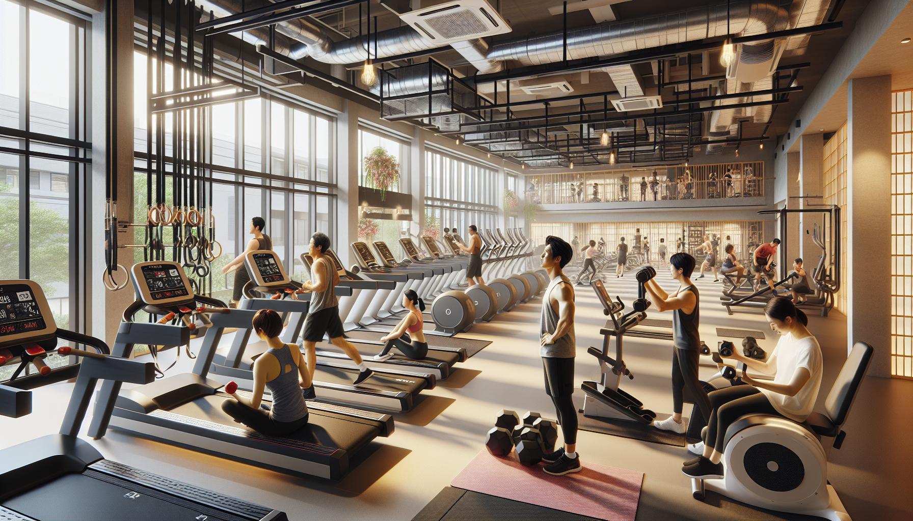 名古屋のトレーニングジム内で遊ぶ人の様子