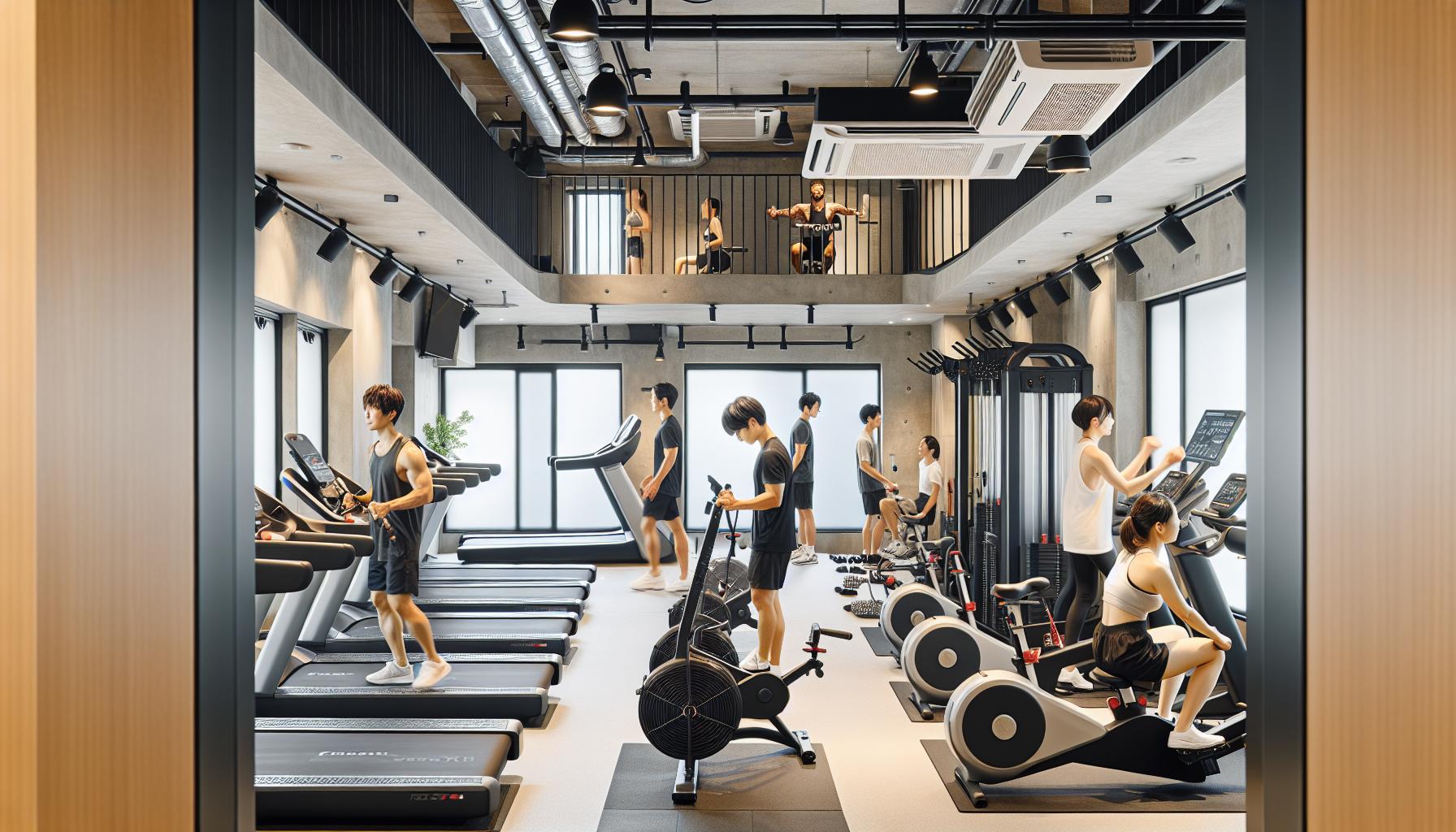 名古屋のトレーニングジム内で遊ぶ人の様子