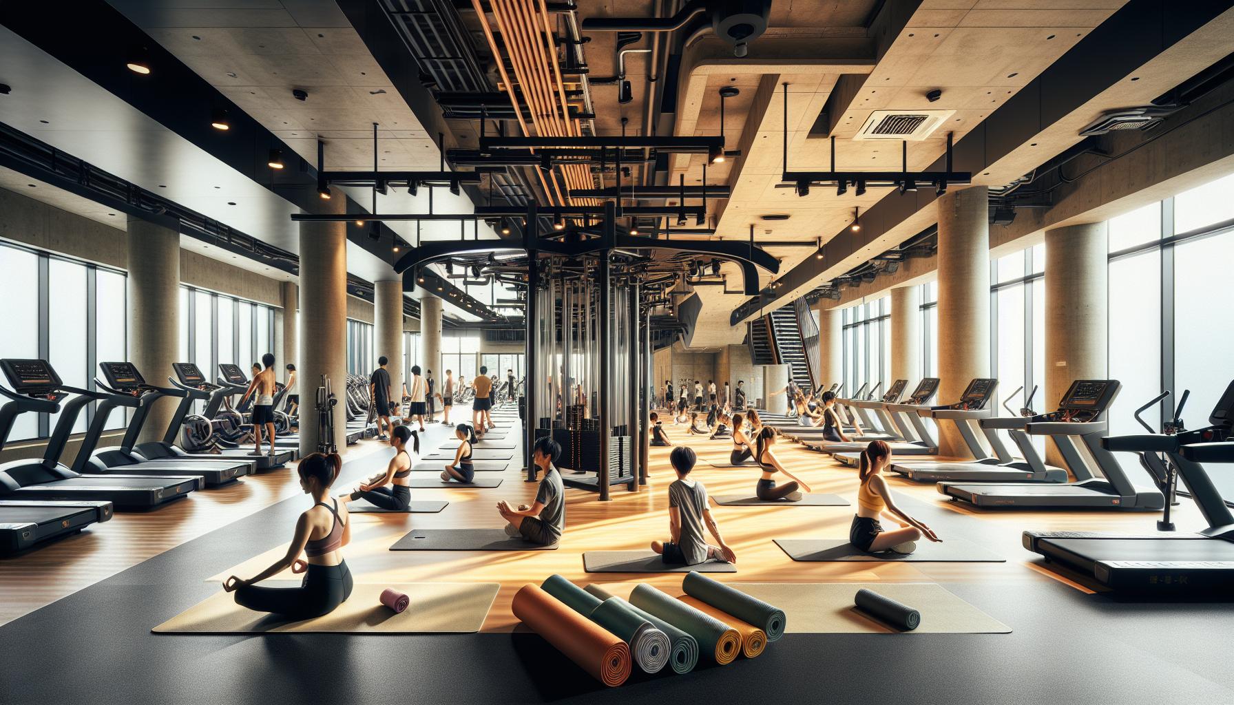 名古屋のトレーニングジム内で遊ぶ人の様子