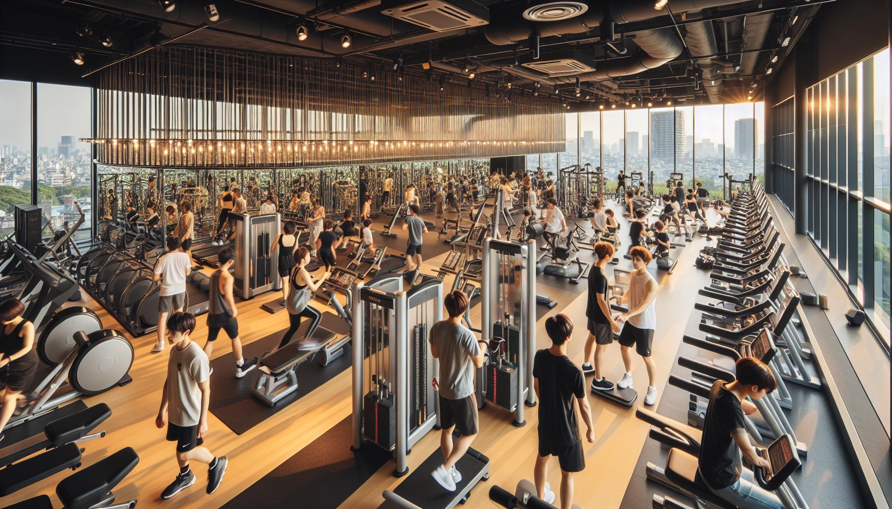 名古屋のトレーニングジム内で遊ぶ人の様子