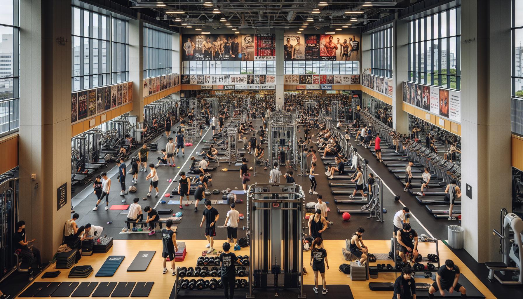 名古屋のトレーニングジム内で遊ぶ人の様子