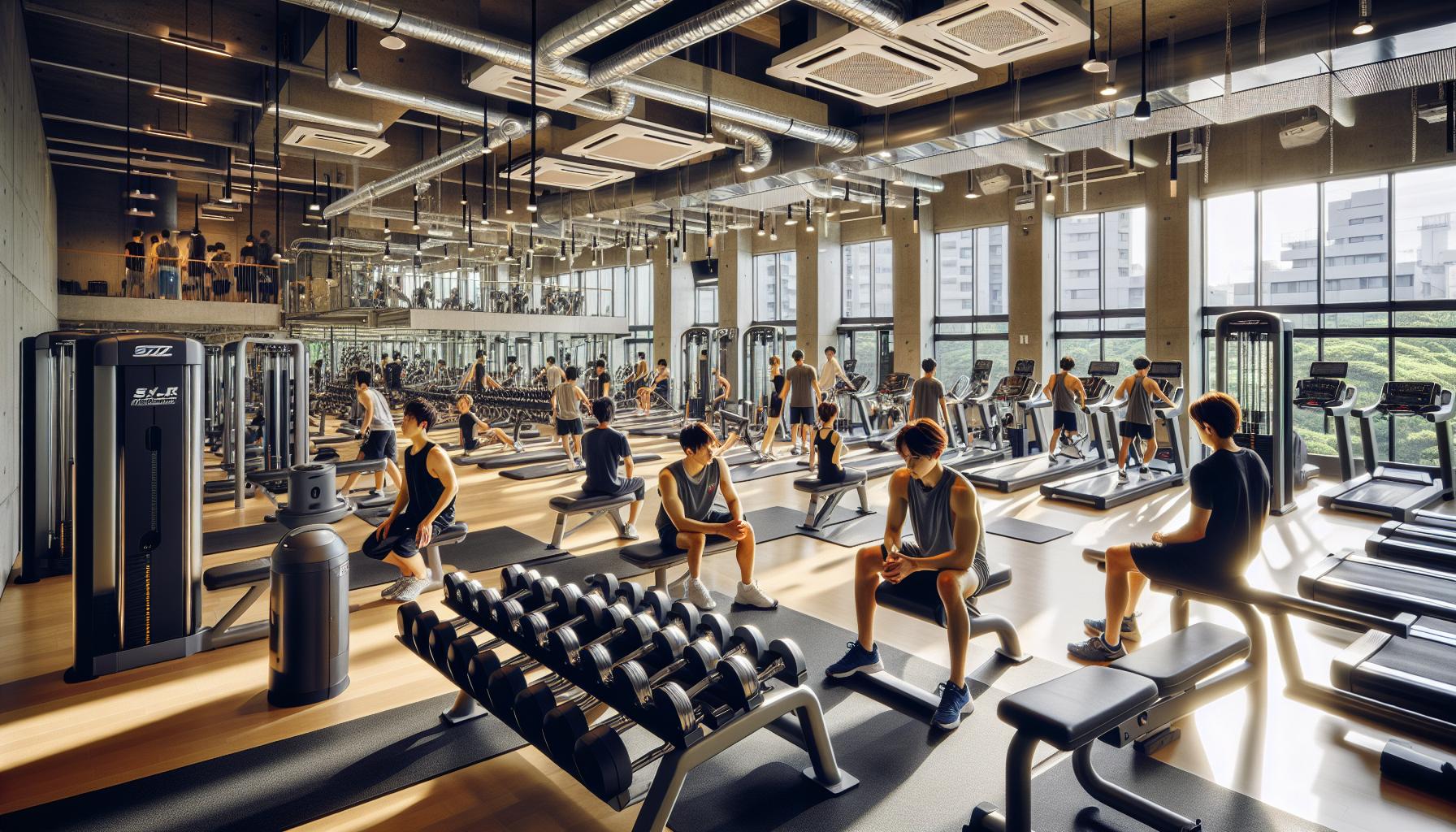 名古屋のトレーニングジム内で遊ぶ人の様子